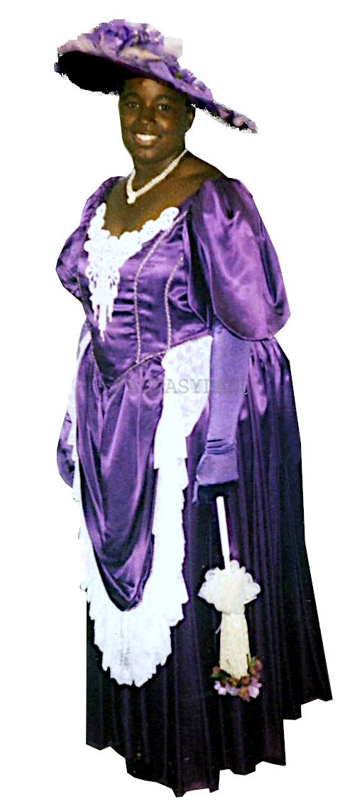 Victorian Purple and White Replica Dress Costume Size LG-XL