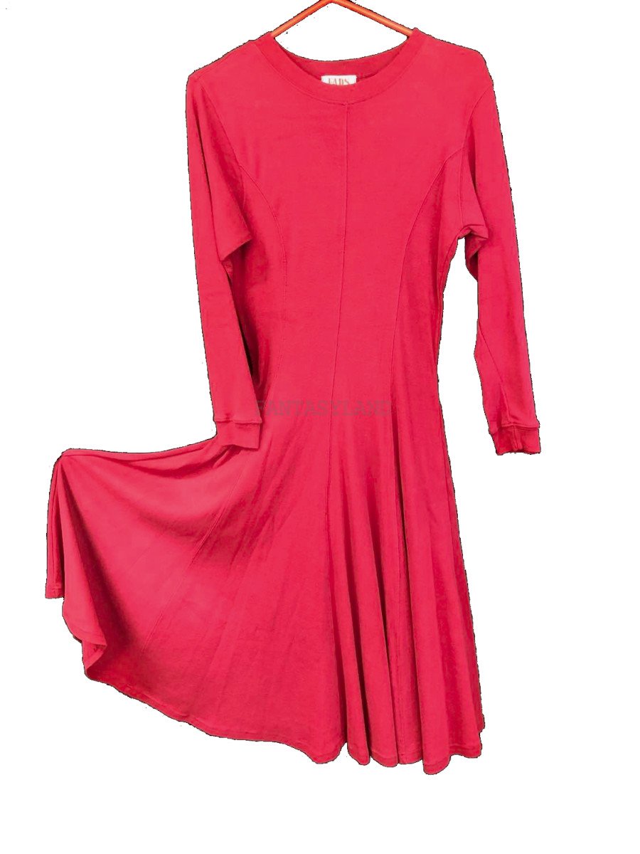 1980-90s Knit Full Skirt Dress