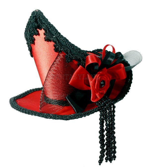 MINI TEA CUP HAT in RED & BLACK