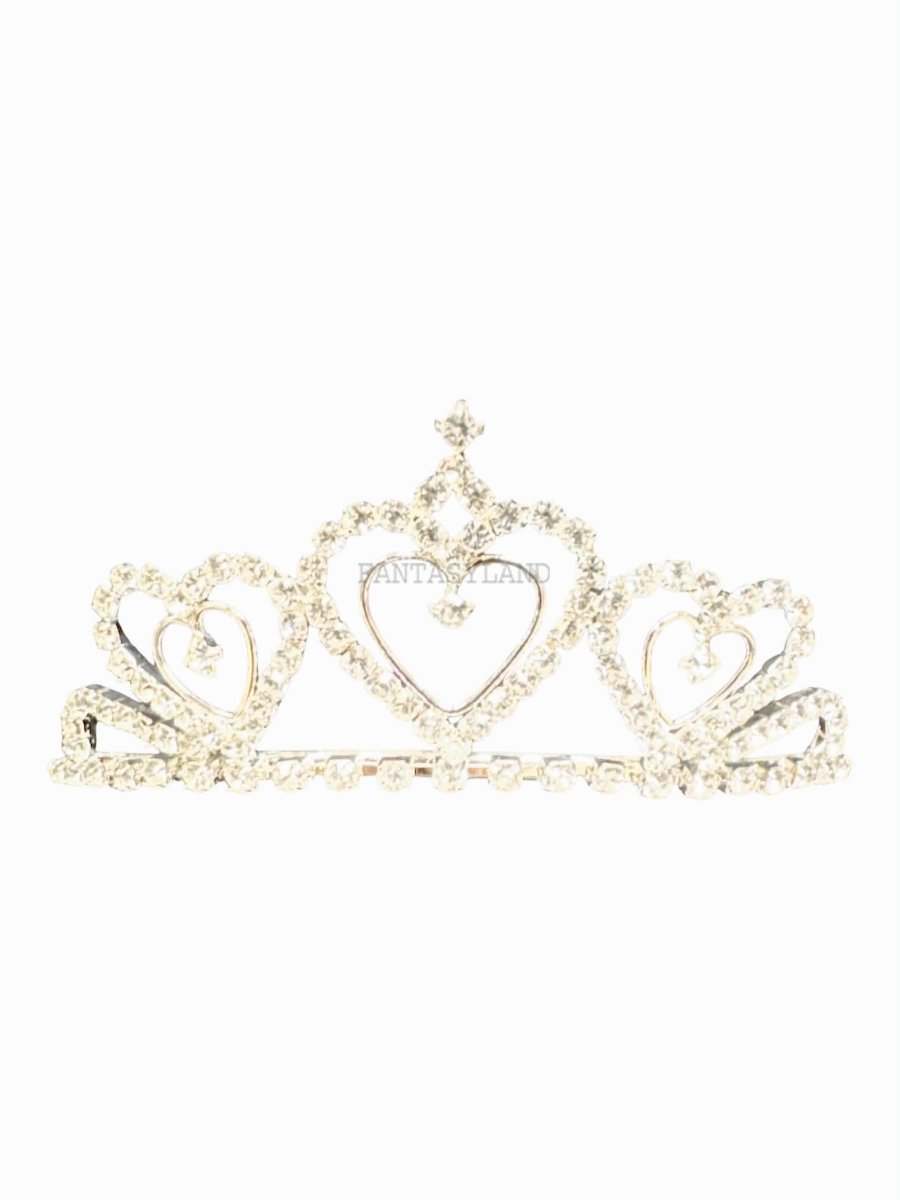 RHINESTONE SILVER TIARA with HEARTS