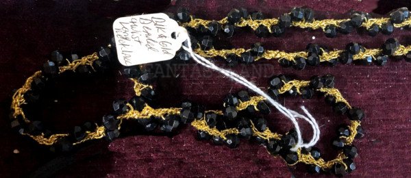 Black Bead Necklace Interwoven with Gold