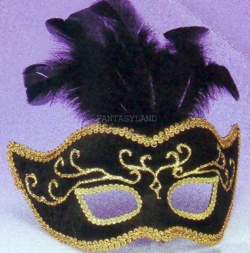 VELVET MASK with FEATHERS
