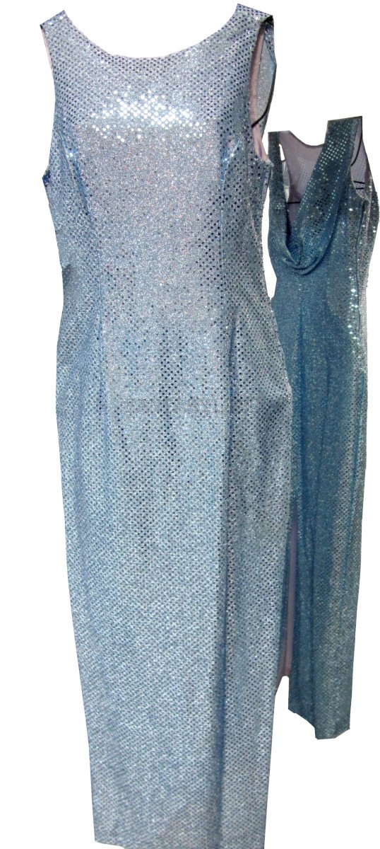 1930's - 1970's Evening Blue Sequin Dress Size SM
