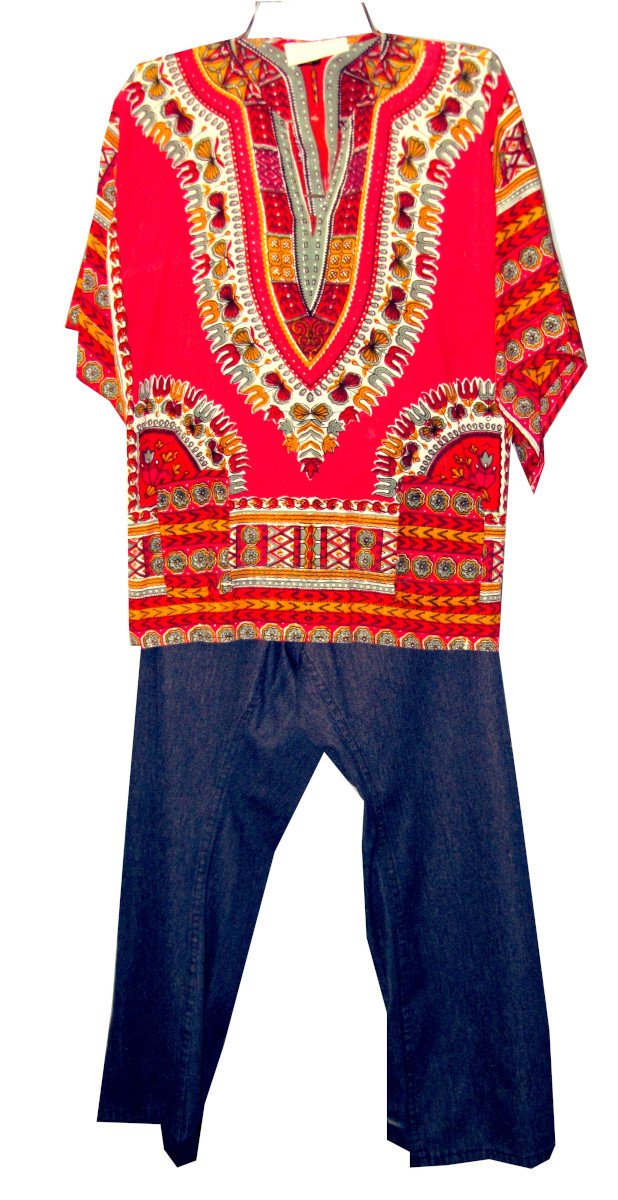 1960's - 1970 Man's Vintage Dashiki Shirt Size Large