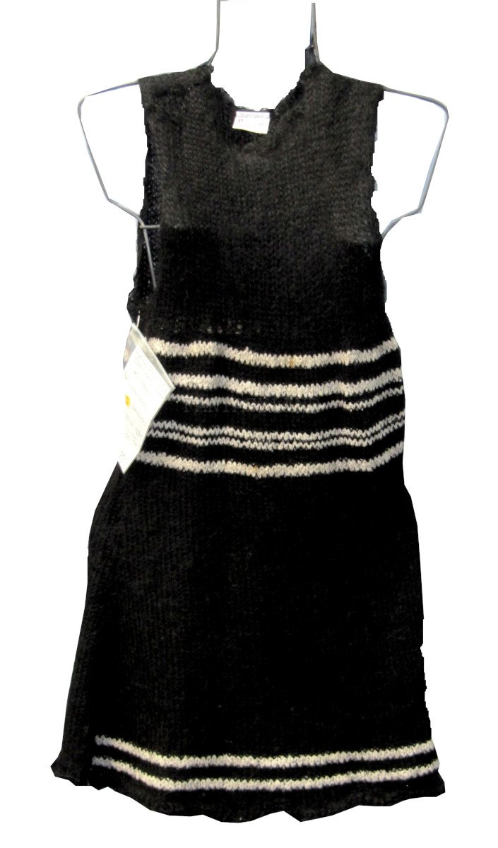 1970s Black Vintage Angora Dress Size LG