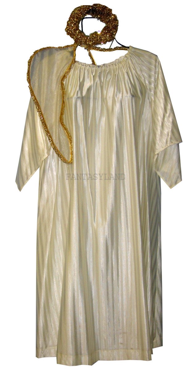 Angel Costume Creme and Gold Size Child 10 - 12 - Click Image to Close