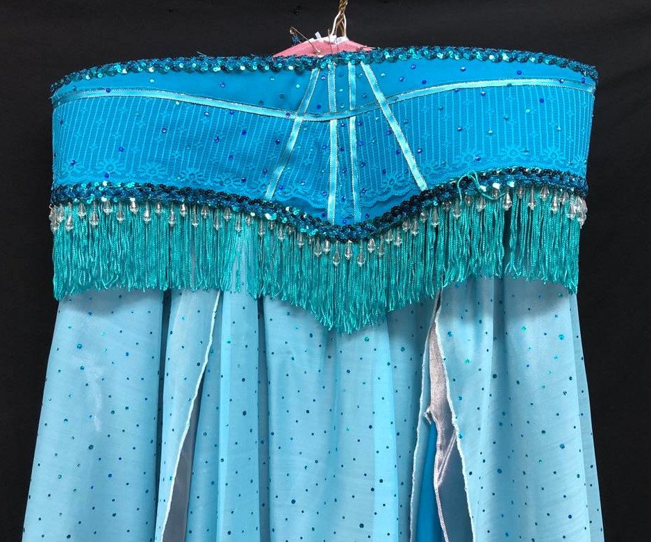Teal Bedlah Belly Dance Costume Size 16 - 20 Lg - XL - Click Image to Close