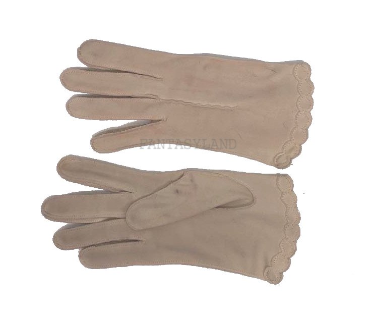 Beige Scalloped Wrist Gloves