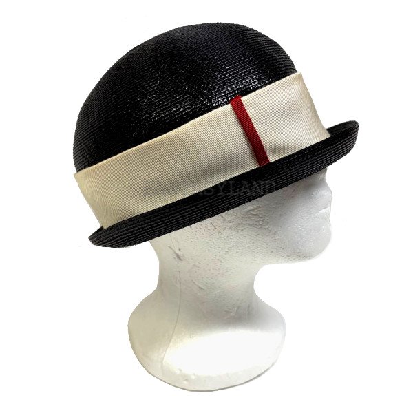 Black Straw Vintage Bowler for the 1920's-1930's