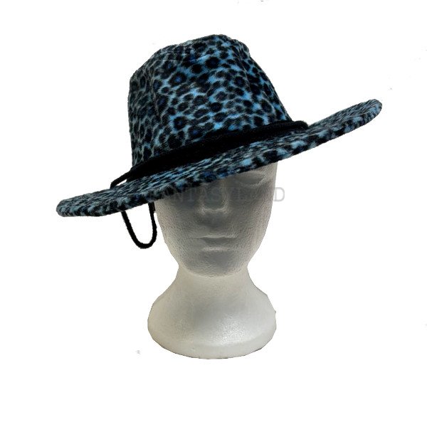 Blue Leopard Wide Brim Hat
