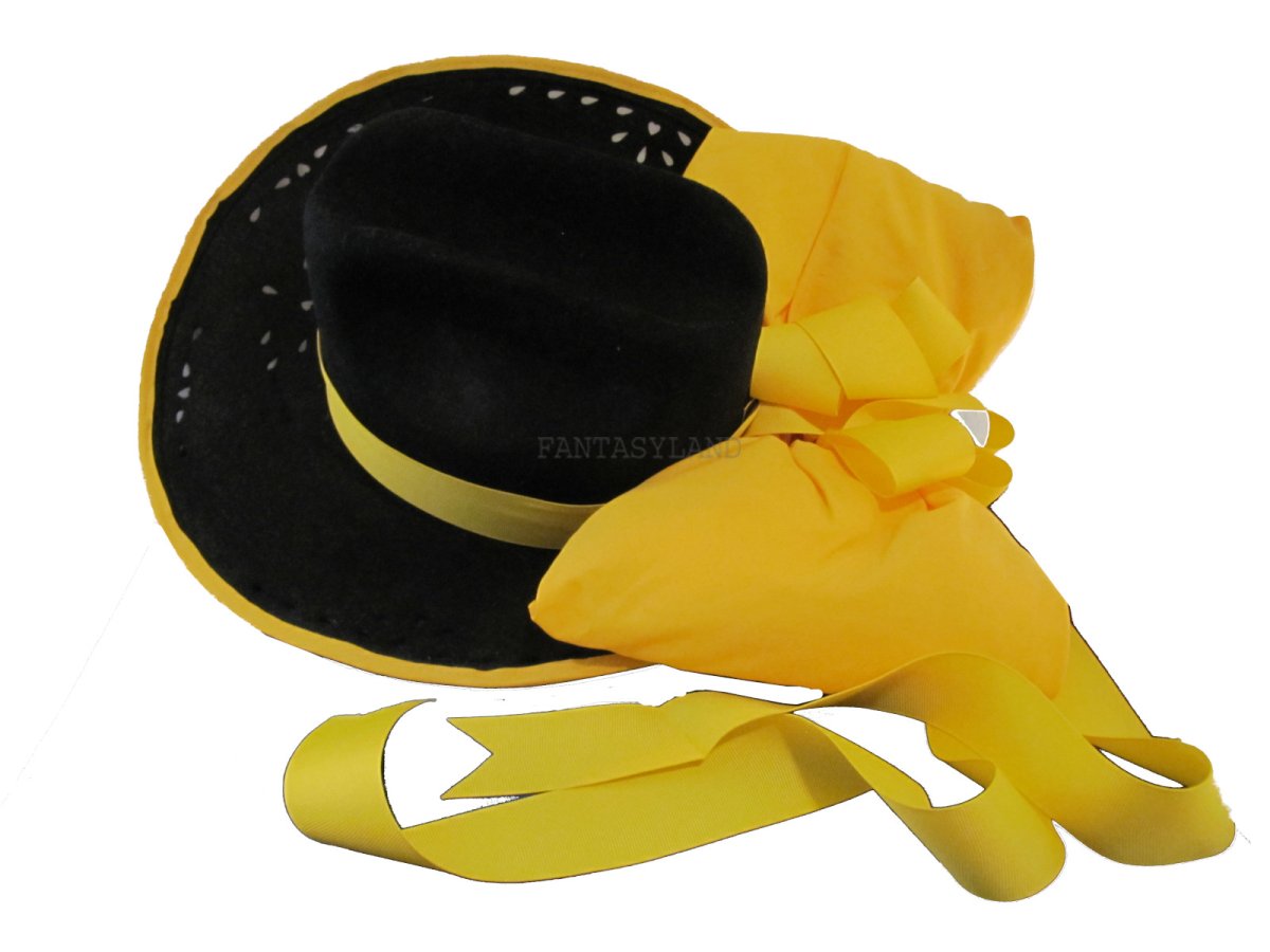 Black Cowgirl Hat with Cut-outs Yellow Trim & Bow
