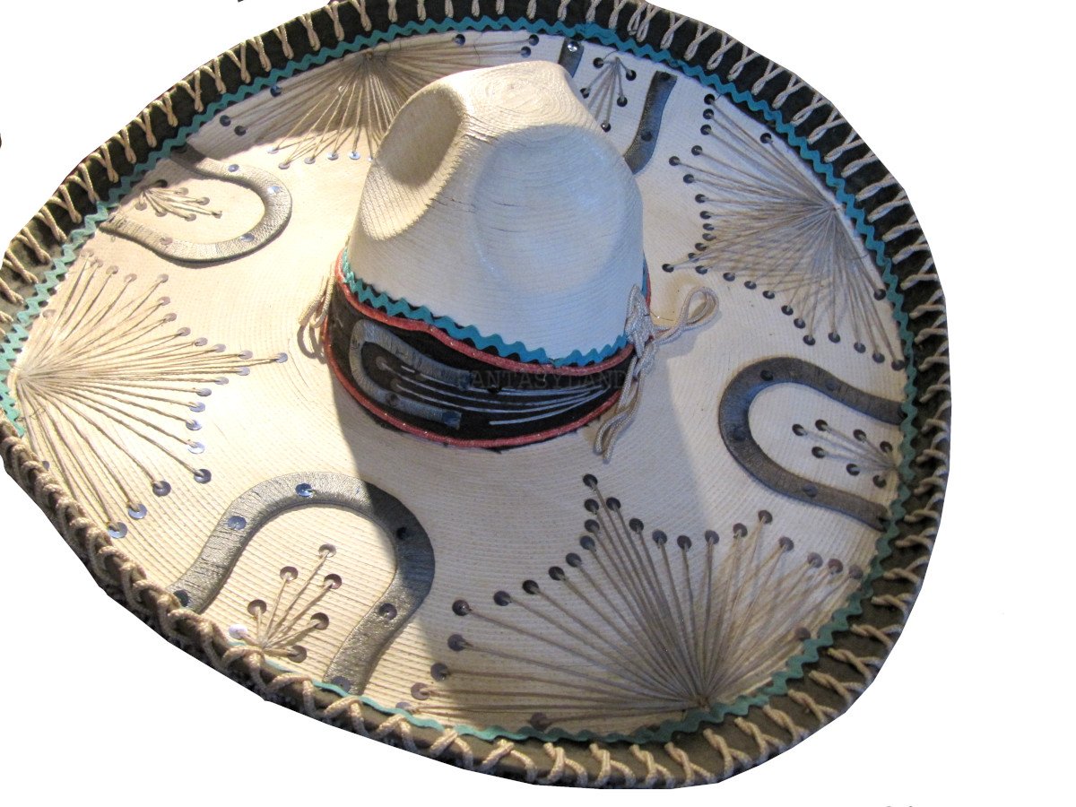 White & Teal Elaborate Sombrero
