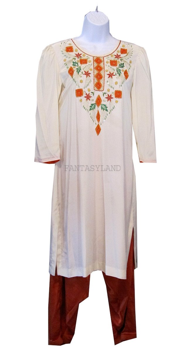 Salwar Kameez Creme Rust Size SM