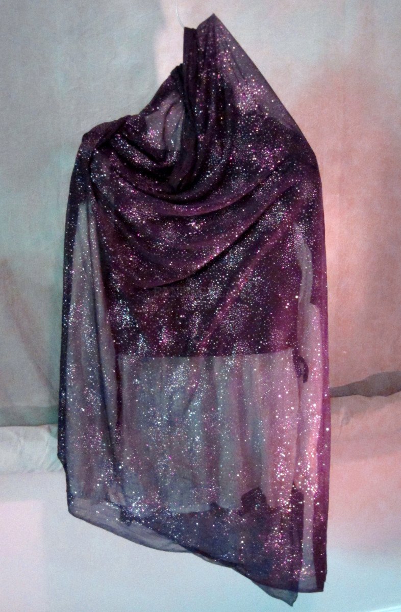 Purple Chiffon Glitter Dance Scarf