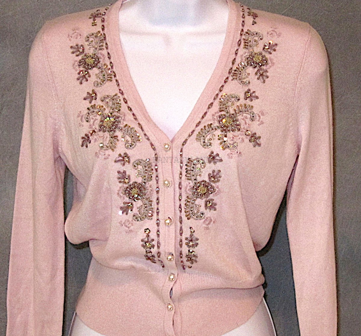 1950s style Beaded Pink Sweater