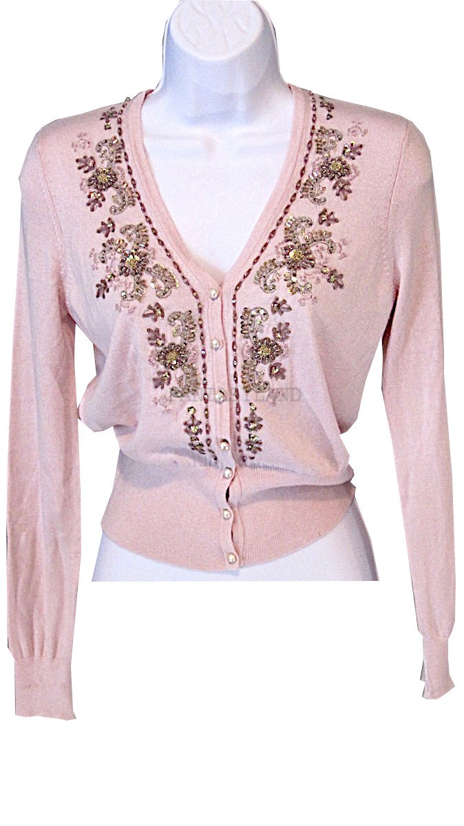 1950s style Beaded Pink Sweater