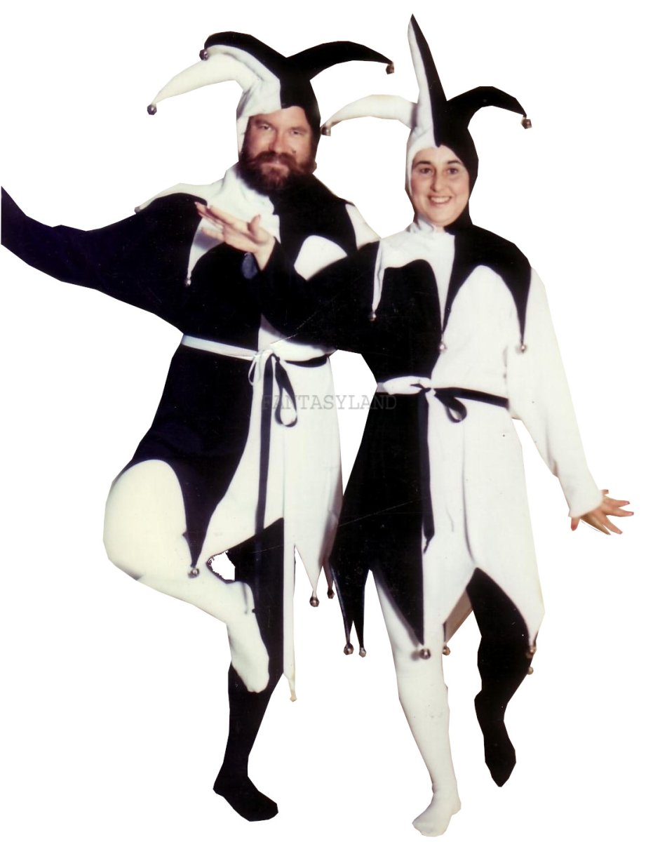 Black and White Jester Costume Size Medium - XLg - Click Image to Close