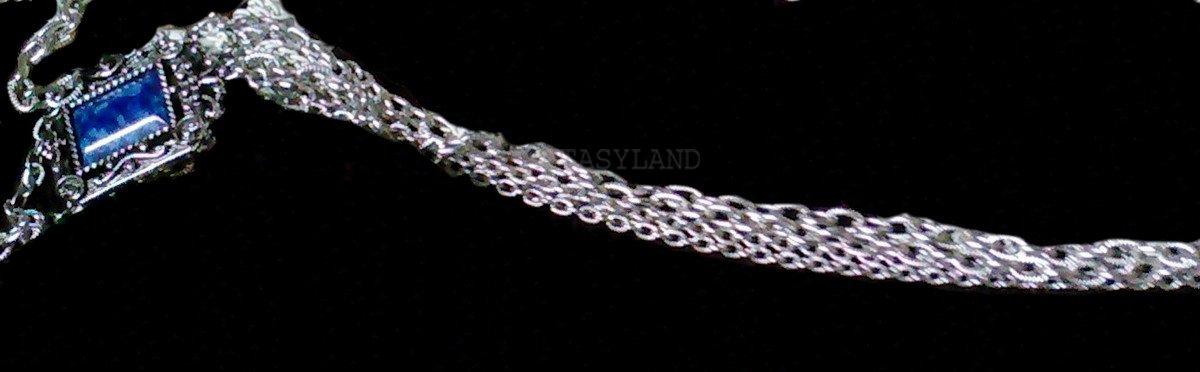 1970 Sarah Coventry Silver Tone Blue Stone Pendant Necklace