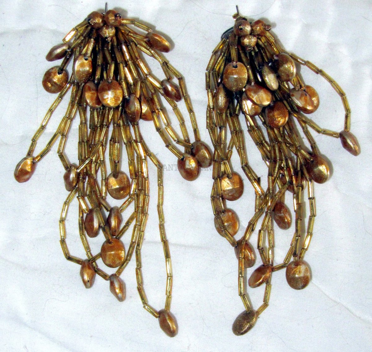 GOLD DANGLE BEAD EARRINGS - Click Image to Close