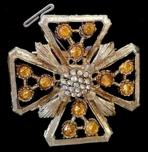 Gold and Amber Large Brooch