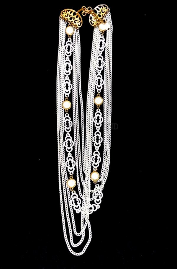 White Multiple Chains Necklace
