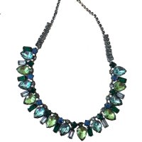 Blue and Green Rhinestone Necklace
