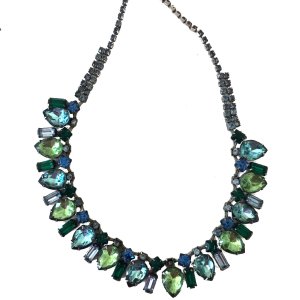 Blue and Green Rhinestone Necklace