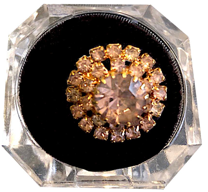 Pink Rhinestone Ring in Gold Setting