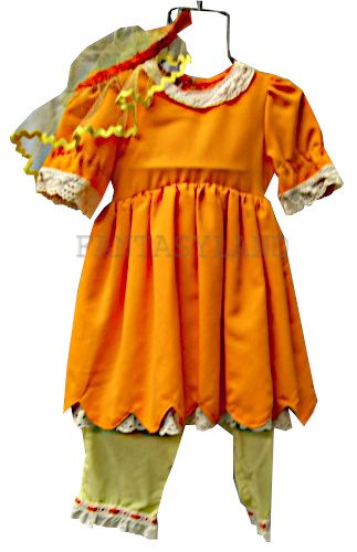 Orange Girl's Dress Costume Size Child 3 - 4