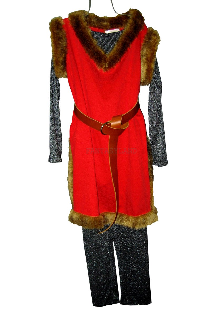 Medieval Costume Red Brocade Tunic Blue Under Pieces Sz Sm-Lg