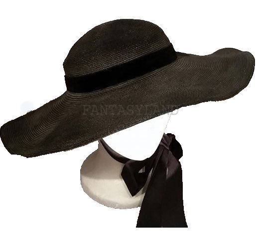 VINTAGE NAVY STRAW HAT, WIDE BRIM
