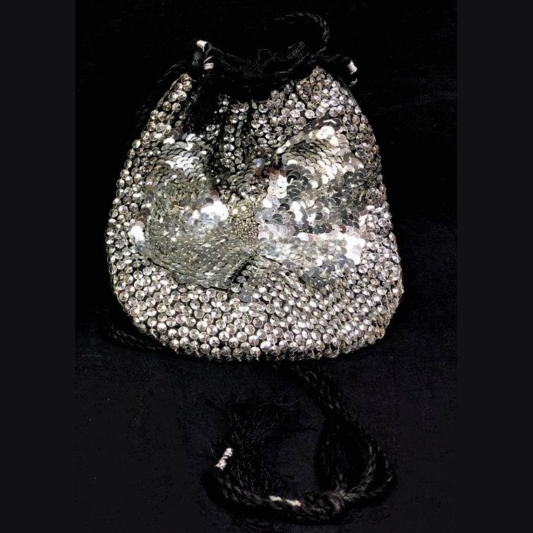 Silver Sequin Drawsting Purse