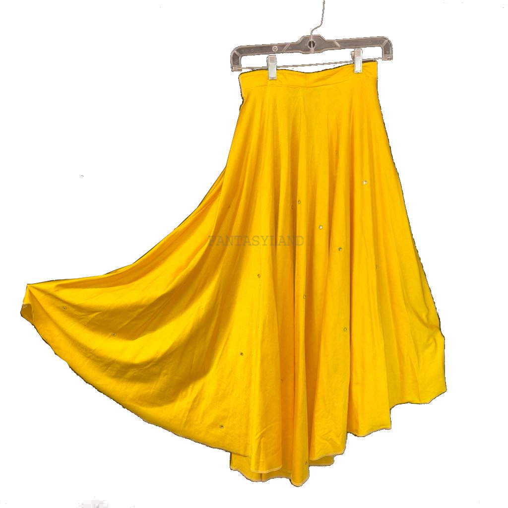 Yellow Full Circle Dance Skirt with Rhinestones SM-Md