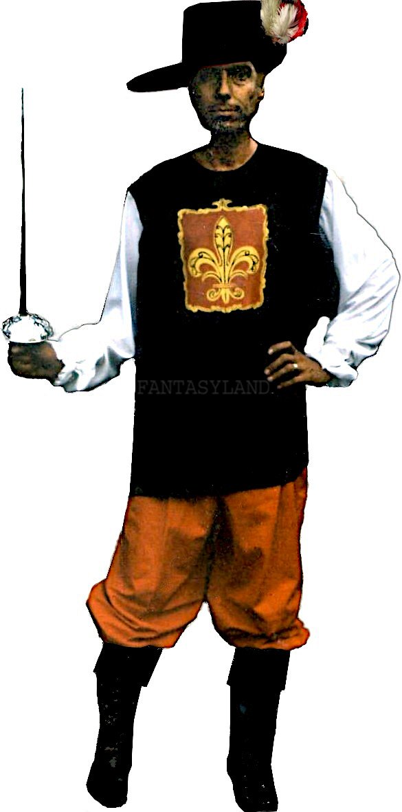 Cavalier Man Costume Size Large Black & Red