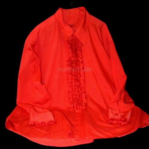 Red Ruffled Shirt 1970's Costume Size 19"