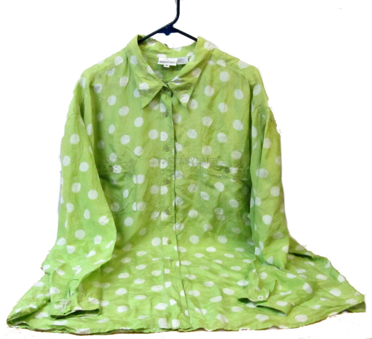 Lime Green Vintage Polka-dot Shirt Size 58" XXLG