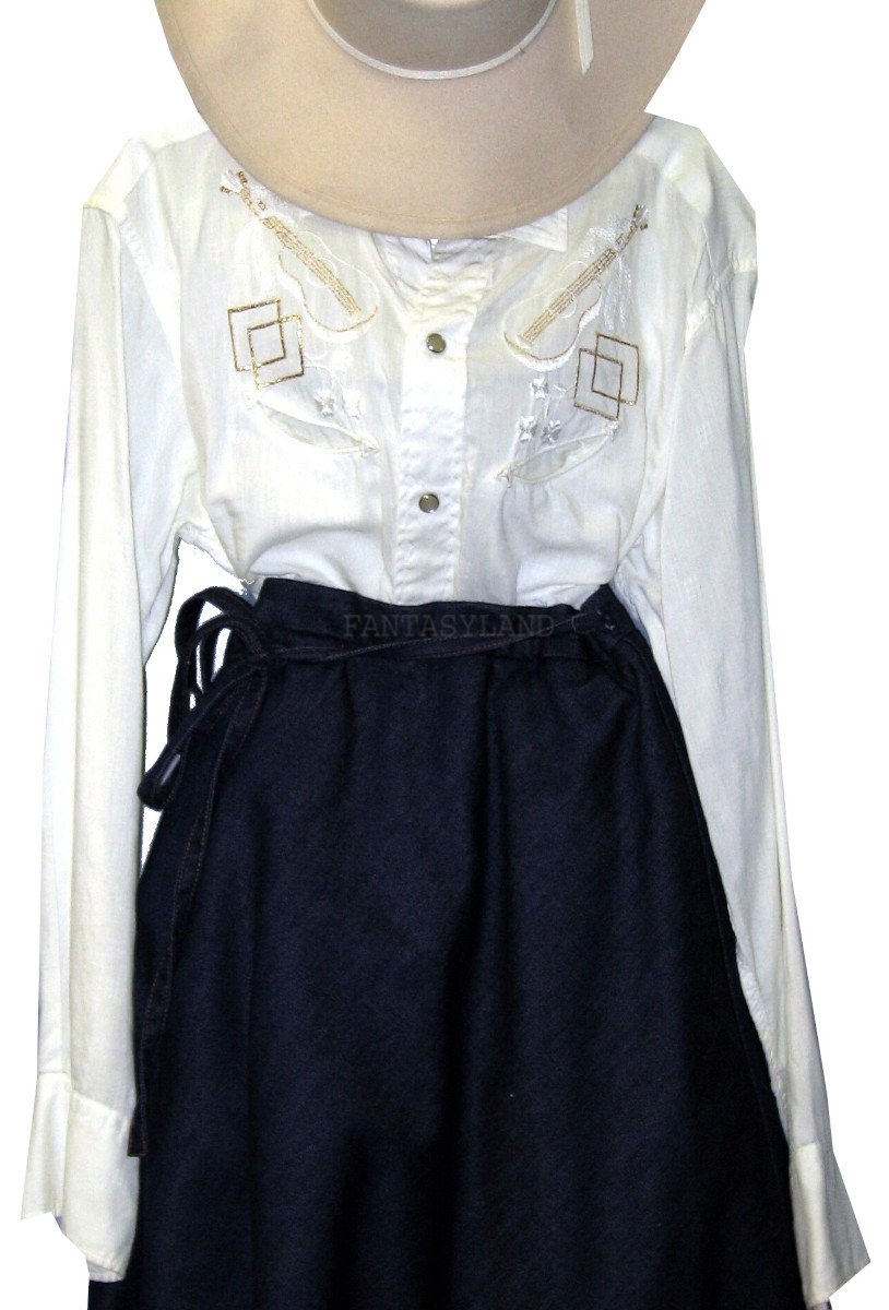 White & Gold Cow Girl Shirt Sz Sm