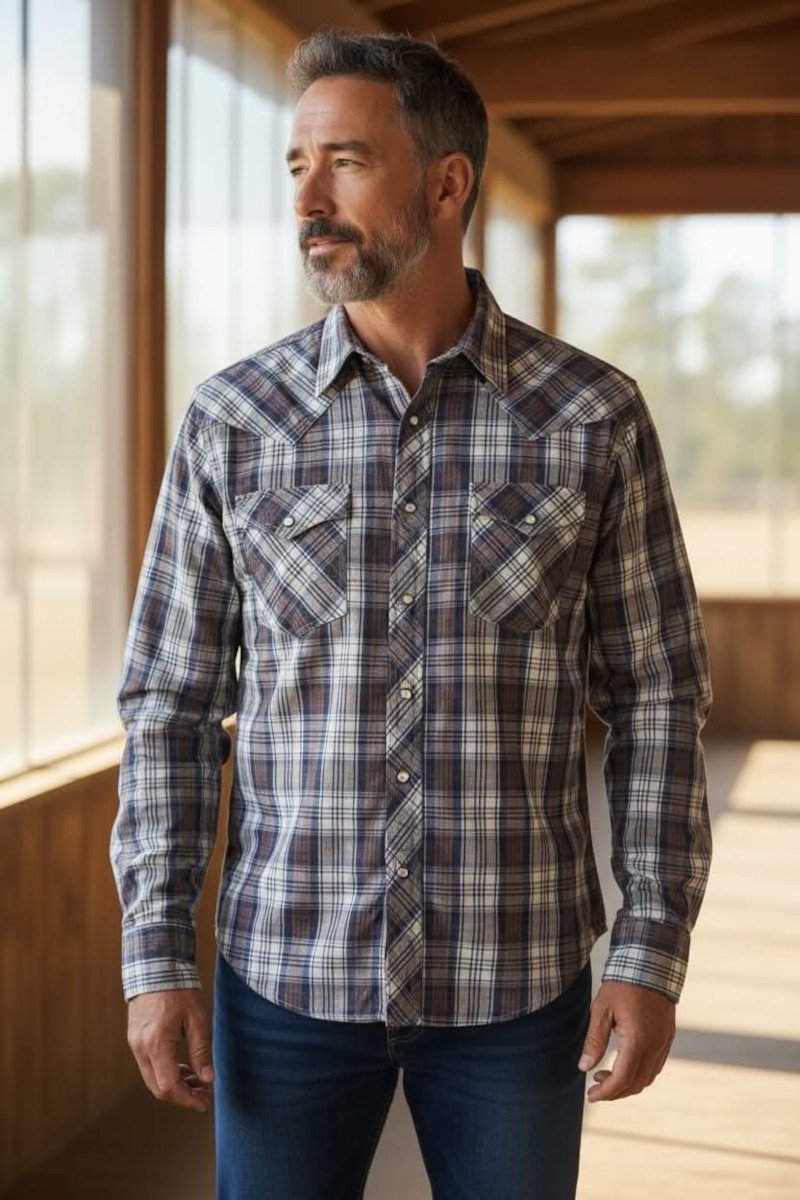 Plaid Cowboy Shirt Large Plaid Cowboy Shirt Large