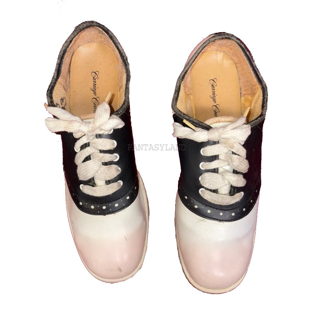 Vintage Black White Saddle Shoes 1950's Size 7