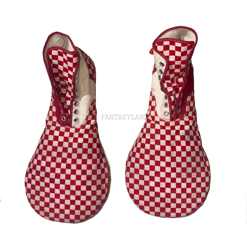 Custom Vans Large Clown Shoes Red & White Checkered