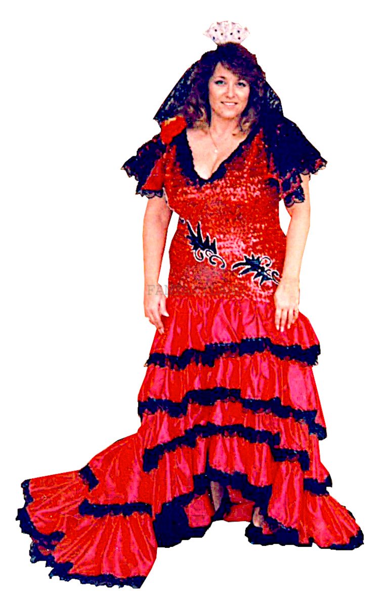 Red and Black Sequin Ruffled Dress Size MD - LG