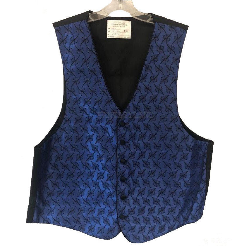 Brocade Blue & Black Vest Costume Size MD-LG