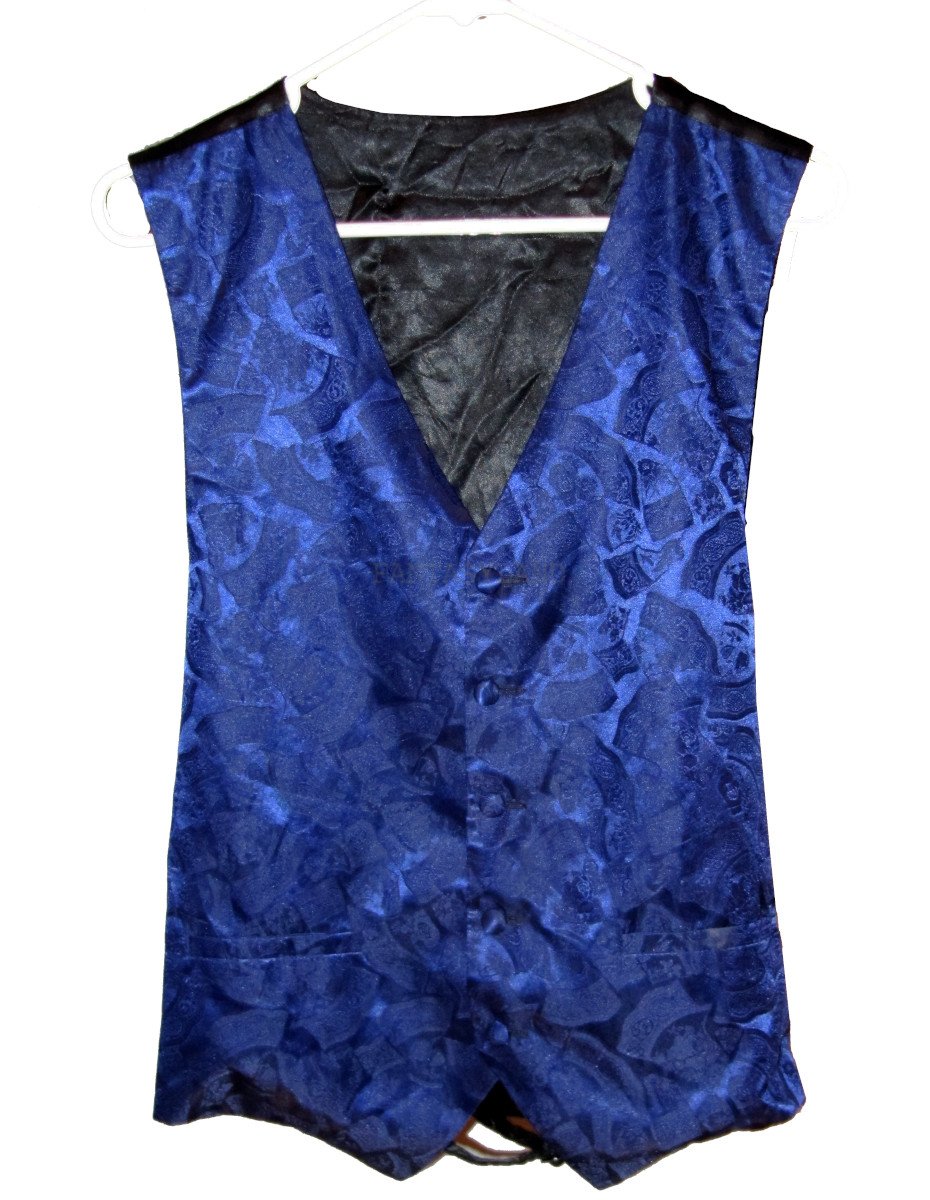 Blue Brocade Vest SM