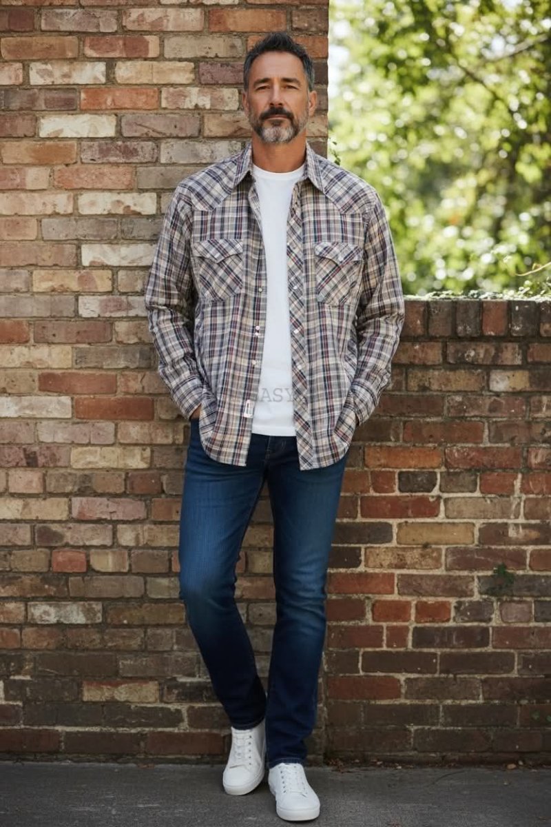 Brown Plaid Cowboy Shirt