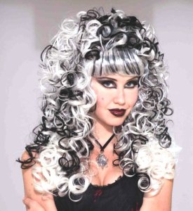HAUNTED WIG in White & Black Curls