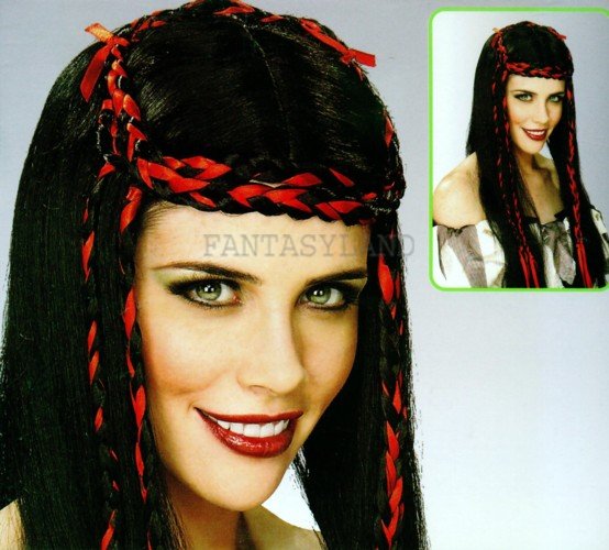 MAIDEN PRINCESS WIG - BLACK / RED - Click Image to Close